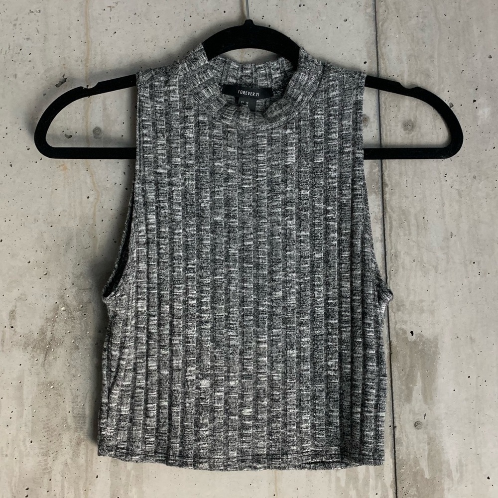 Grey Knit Mock Neck Top